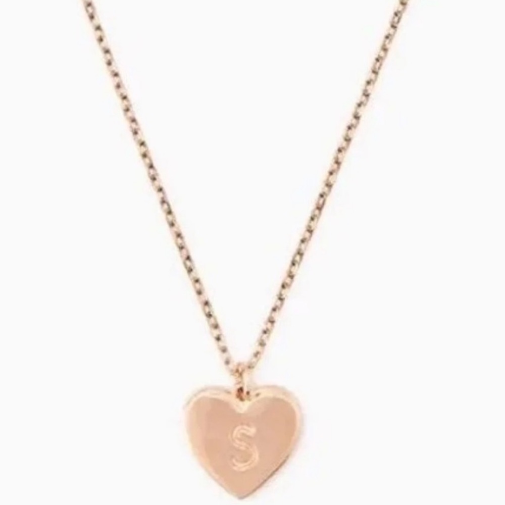 $69 Kate Spade Initial Here “S” Heart Pendant Necklace in Rose Gold-Tone